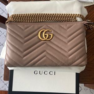 Calfskin Matelasse Mini GG Marmont Chain Bag Porcelain Rose